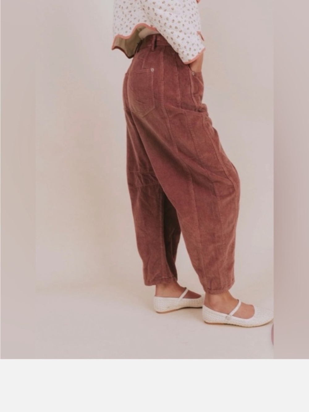 We The Free Wide-Leg Barrel Corduroy Pants in Withered Rose Size 27 - Picture 10 of 10
